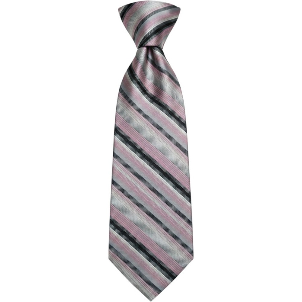 Paul Dione Vintage 100% Silk Wide Tie 4" x 60" Pink Gray Striped Necktie